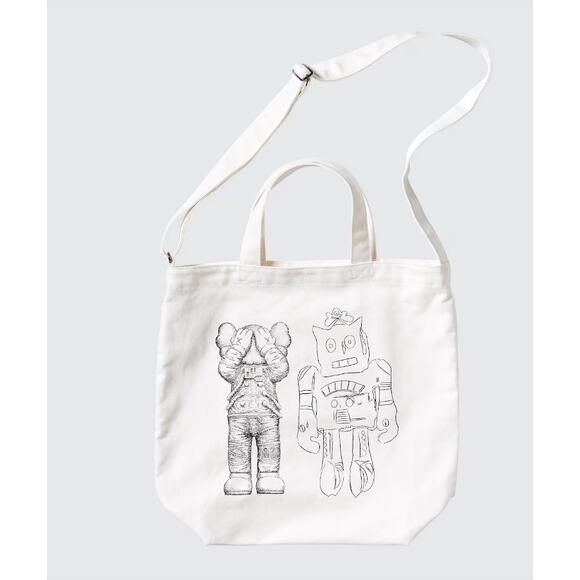 Uniqlo KAWS + Andy Warhol 2-Way Tote Bag in Off White - Picture 1 of 11